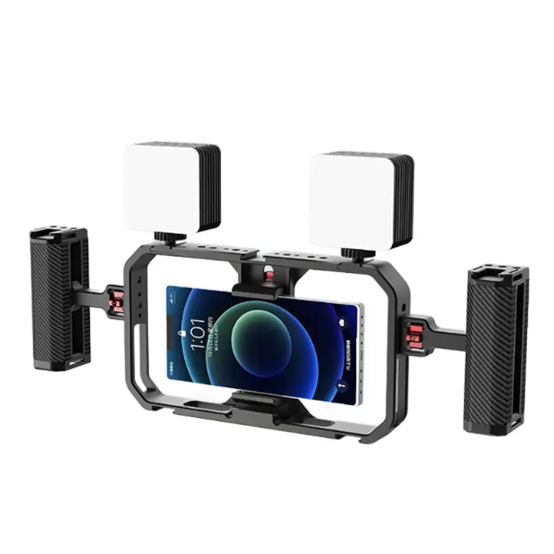 Universal Smart Phone Video Filming Stabilizer Rig Mobile Phone Cage With Cold Shoe for Live Broadcast Video Shooting