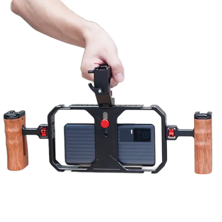 Universal Phone Video Rig Phone Stabilizer Rig with Cold Shoe Phone Tripod Mount for iPhone 16 15 14 13 12 11 Pro Max XS Max