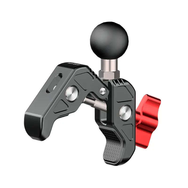 Aluminum Alloy Handlebar Clamp Mount Base with 1'' TPU Ball for Rails Compatible with RAM Mounts B Size Double Socket Arm