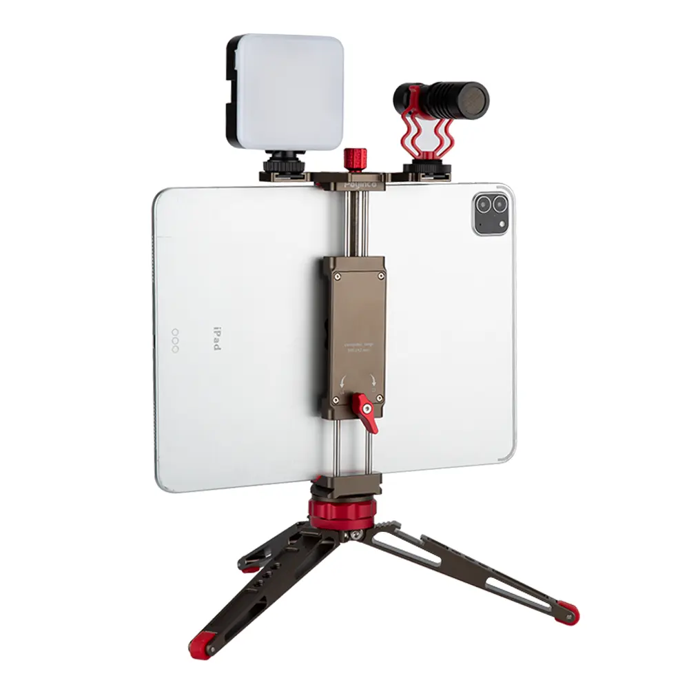 Universal 2-in-1 Tablet Smartphone Holder Adapter with Cold Shoe Mount Tablet Extend Clip Clamp