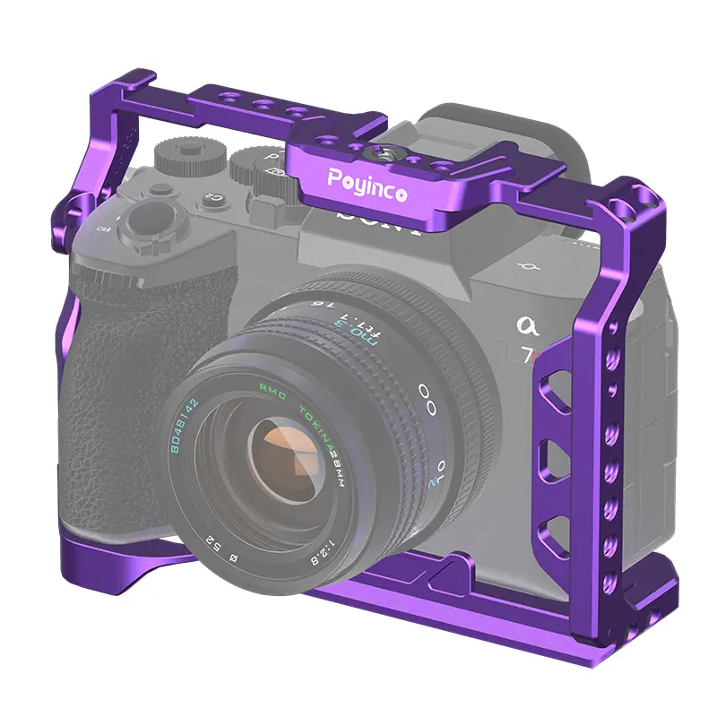 Aluminum Compact Camera Cage for Sony Alpha A7 IV/A7R III/A7 III Camera with NATO Rail Double Cold Shoe