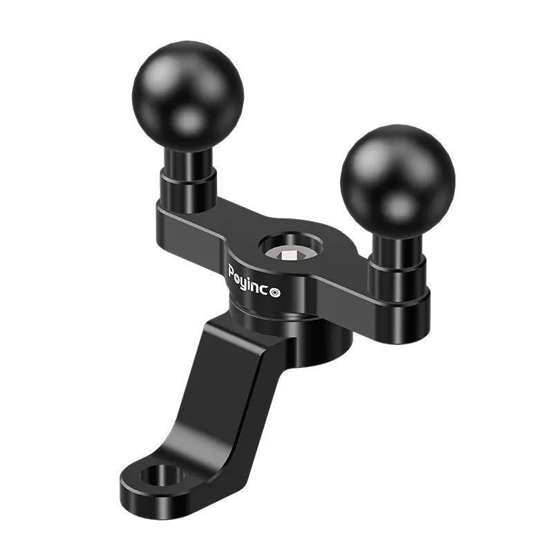 Aluminum Alloy Rear-View Mirror Mount Base with Double 1'' TPU Ball Compatible with RAM Mount B Size 1'' Ball Bracket