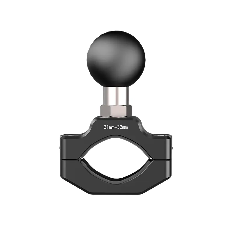 Aluminum Alloy Handlebar Clamp Mount Base with 1 inch TPU Ball for Motorcycle Mirror Frame Phone Holder